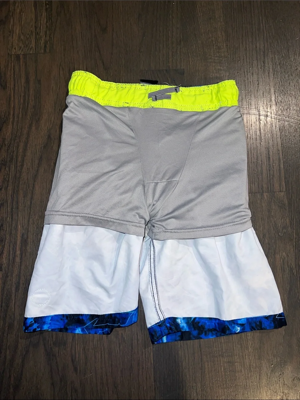 White 'Jaw-some' Shark Graphic Tee with Blue Swim Trunks Size 10-12